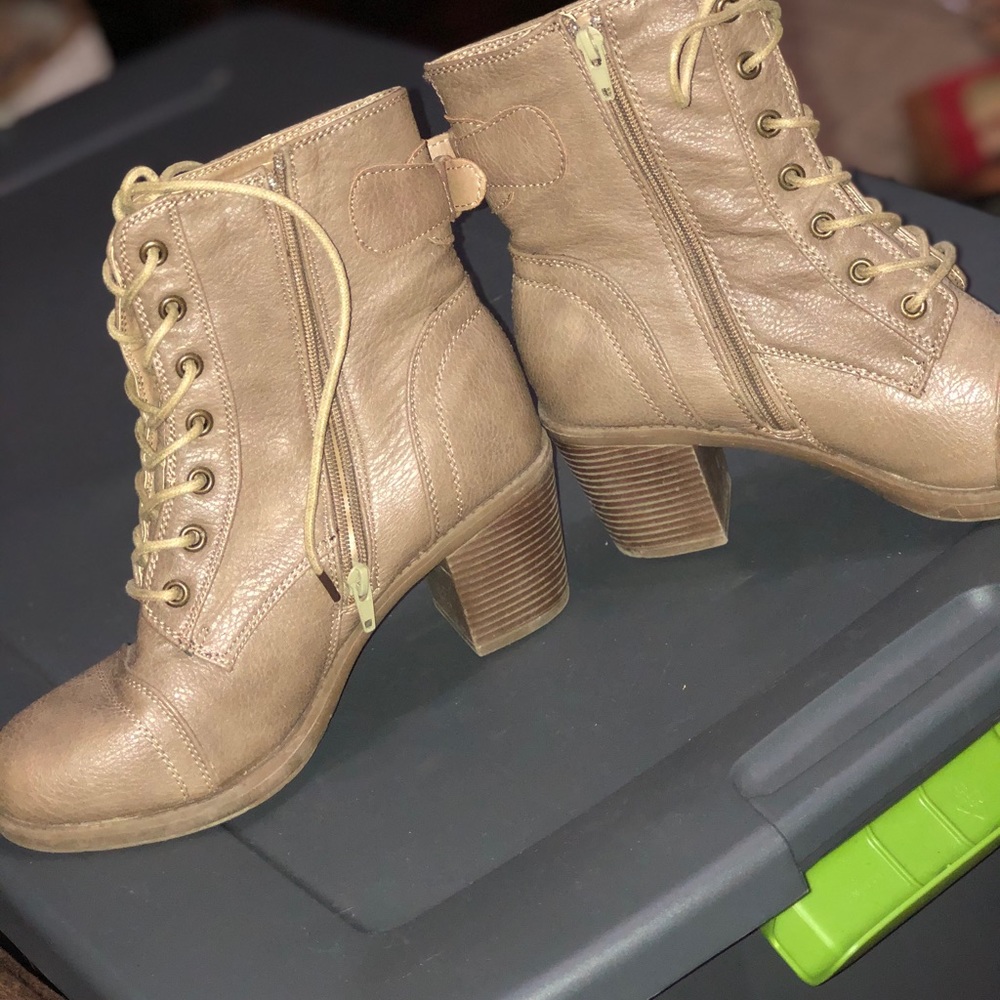Taupe mid calf boots